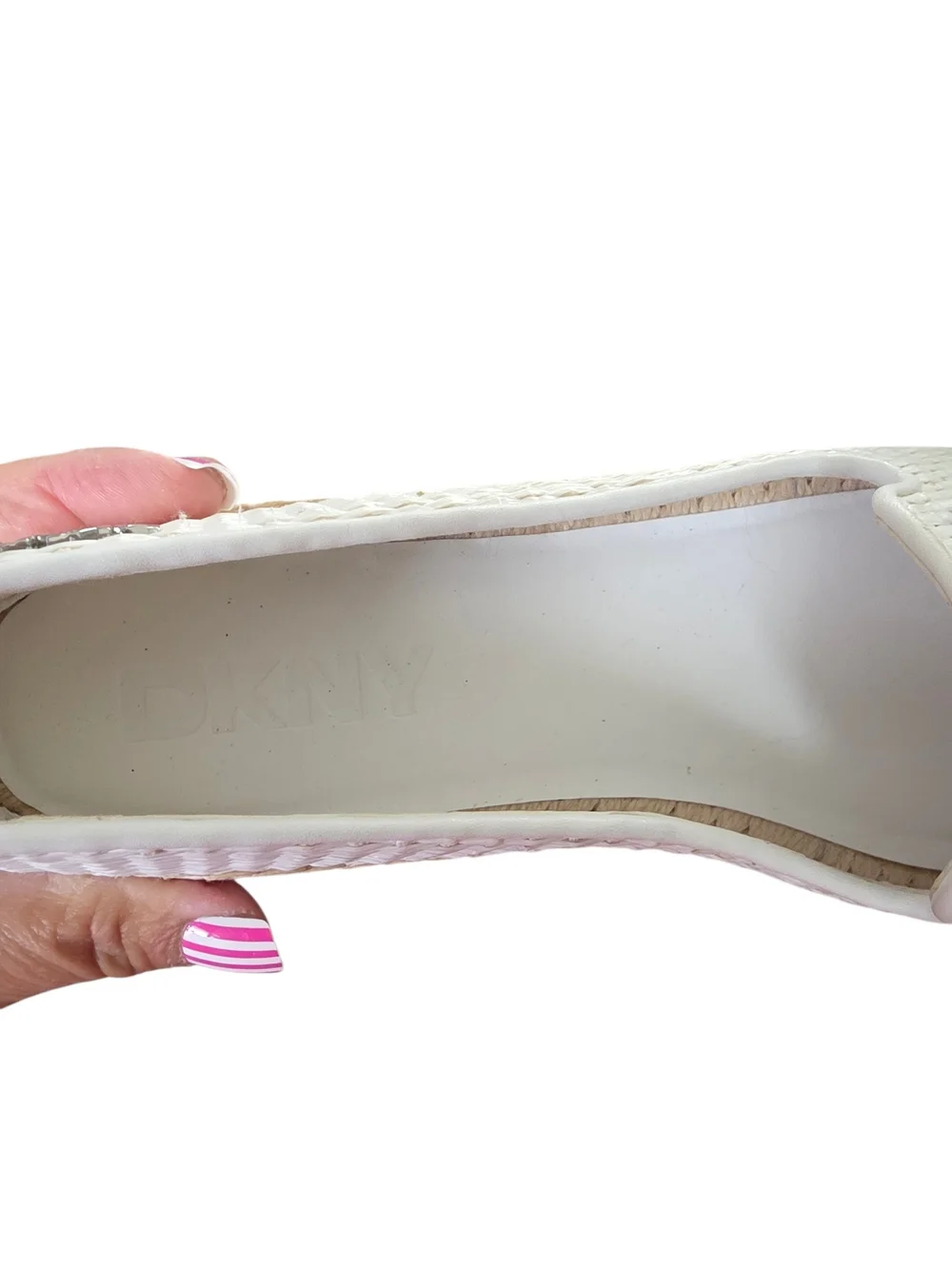 Dkny White Woven Slip-On Espadrilles